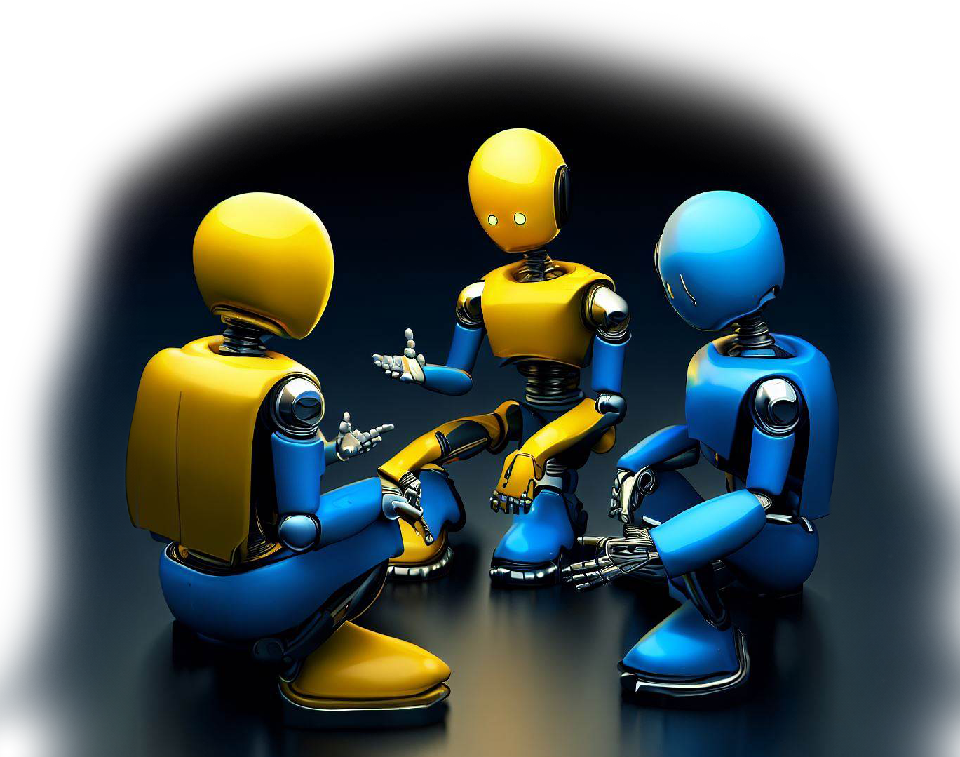 Background Image of 3 robots discussing